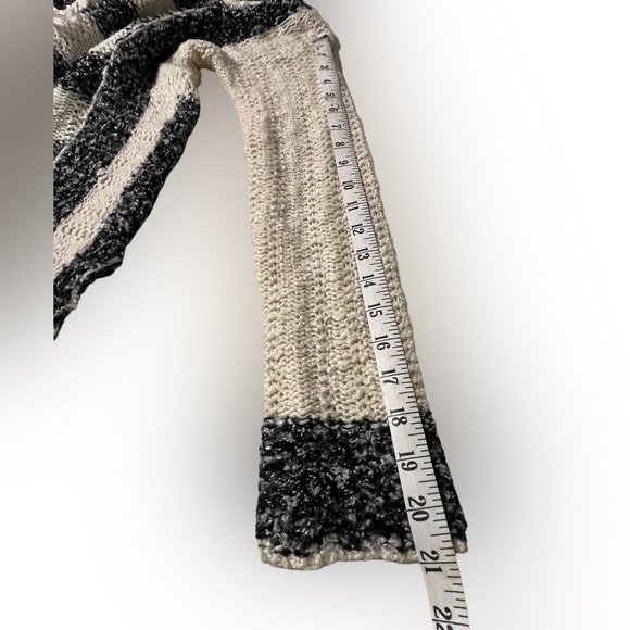 Ciel USA Womens Boho Cream And Black Striped Hooded Sweater Oversized Size M - Picture 7 of 7